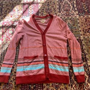 Urban Outfitters Koto button cardigan with stripe detail heather red Size M